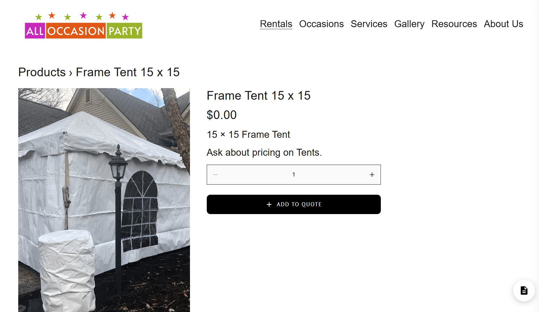 Live example – alloccasionpartyrentals.com