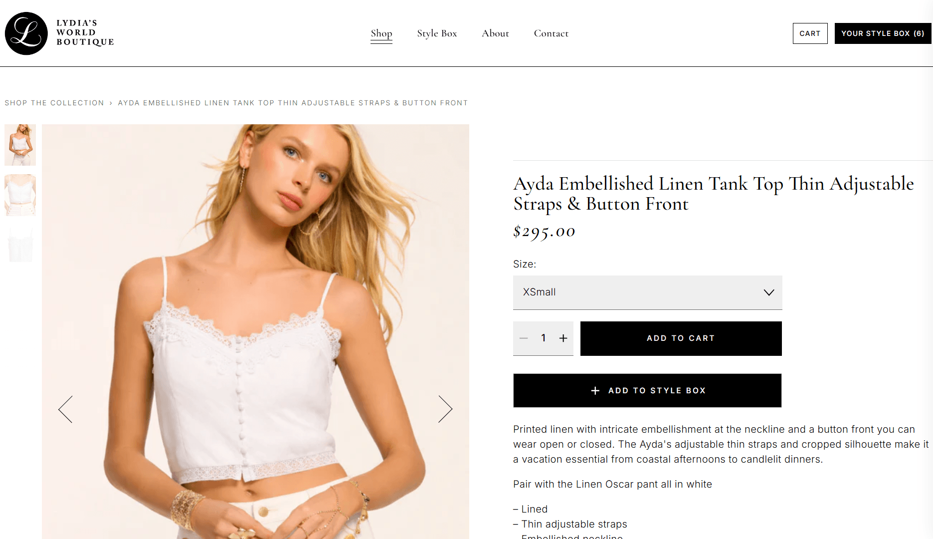 Live example – lydiasworldboutique.com